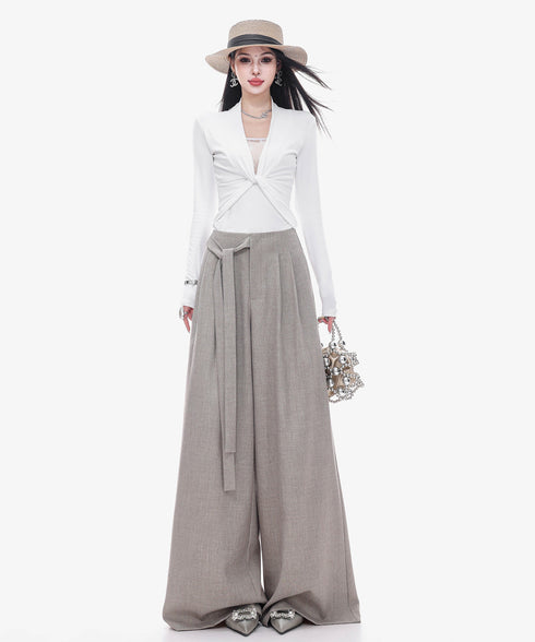Drape Belt Wide Slacks
