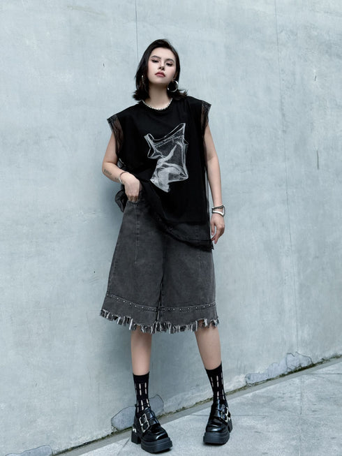 Mesh Overlay Graphic Tank