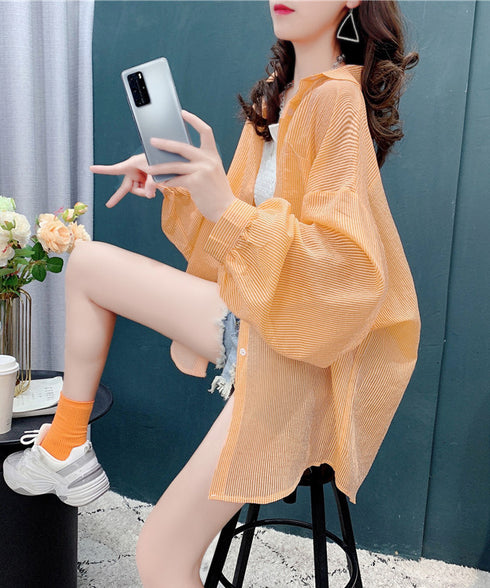 Airy Stripe Over Blouse