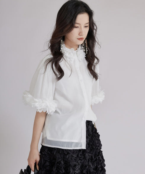 Flower Sleeve Blouse