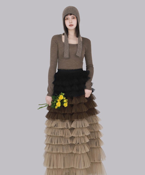 Cascade Frill Long Skirt
