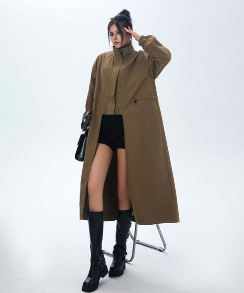 High Neck Wide Long Jacket