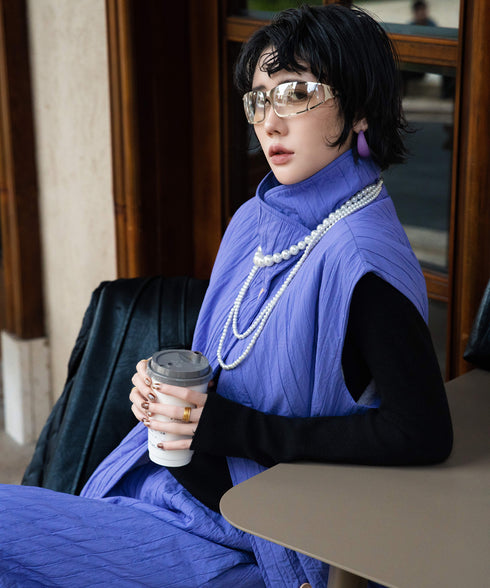 Quilted Volume Vest& Skirt Co-ord