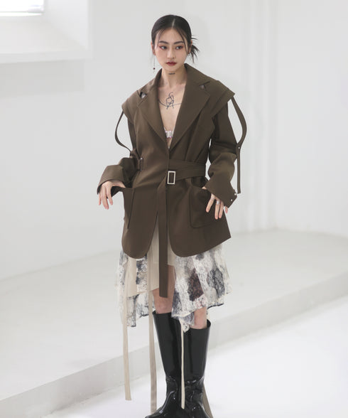 Split Layered Buckle Jacket
