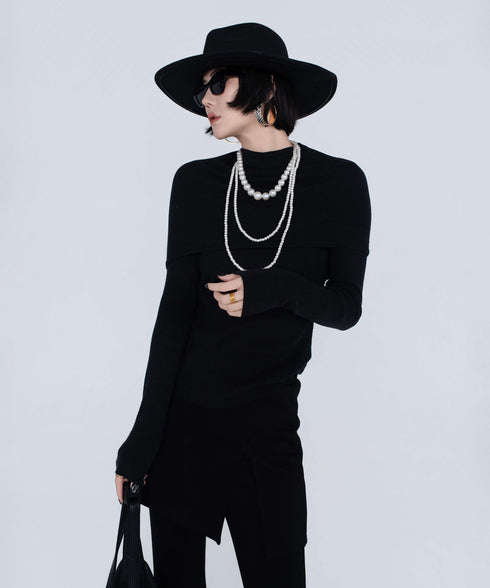 Rib Knit Top&Wrap Scarf Co-ord