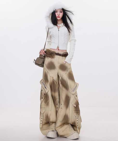 Dust Wash Multi Pocket Wide Pants