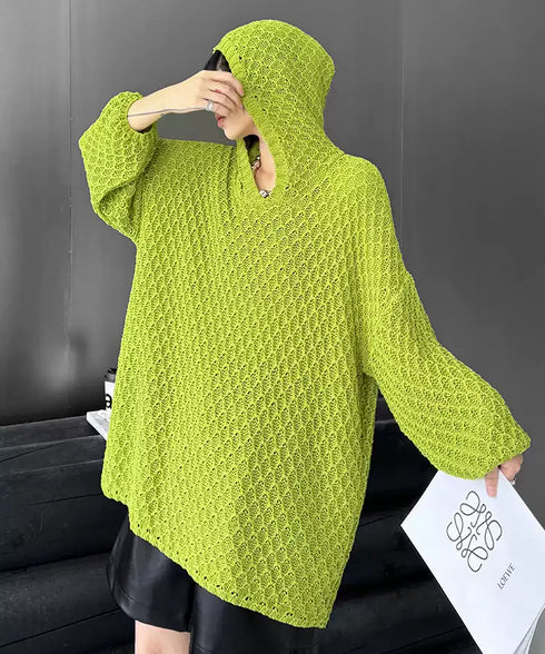 Textured Knit Hoodie Top