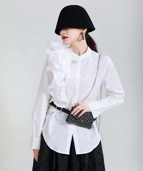 Glossy Dot Bow Blouse