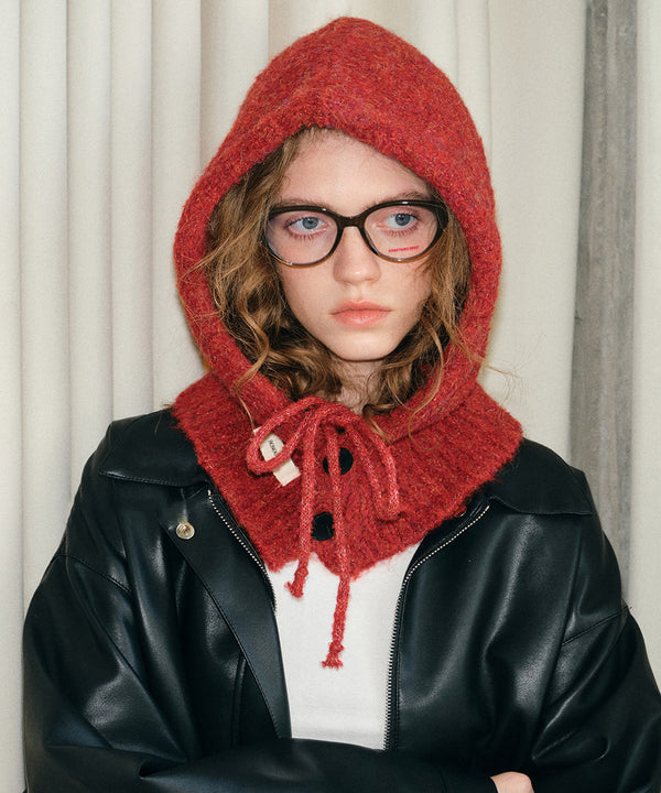 Ribbon Button Knit Balaclava