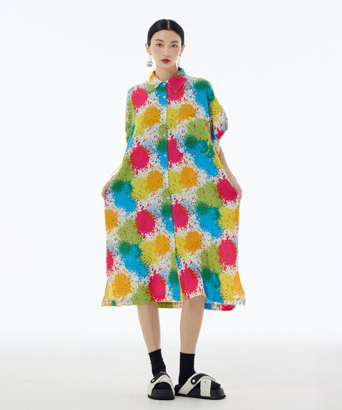 Splash Bloom Shirt Dress