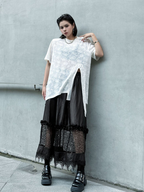 Loop Cut Lace T-shirt