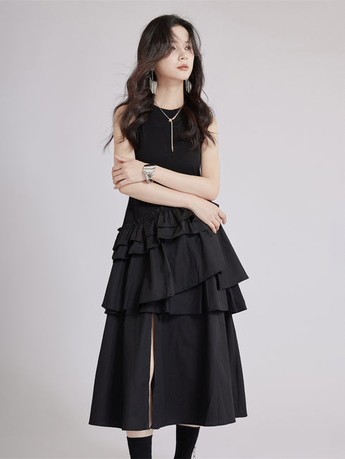 Frill Layered Combination Dress