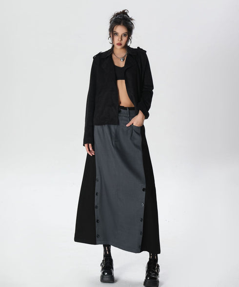 Dual Panel Buttoned Skirt