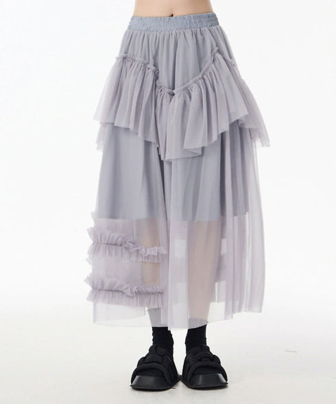 Layered Sheer Mesh Skirt