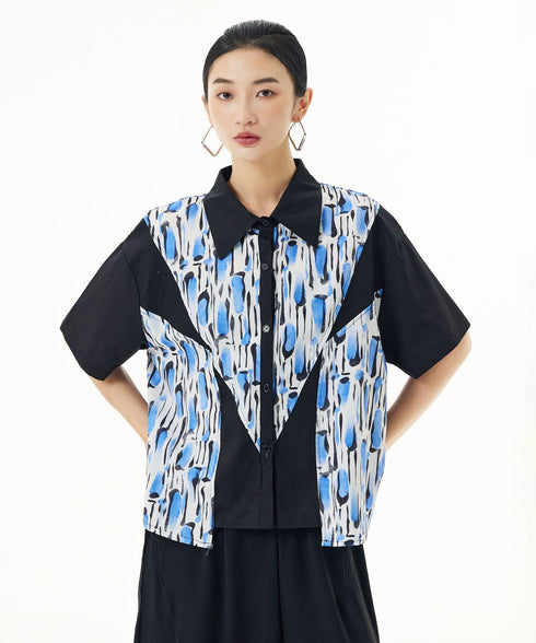 Blue Graphic Blouse
