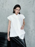 Drape Front Cap Sleeve Blouse