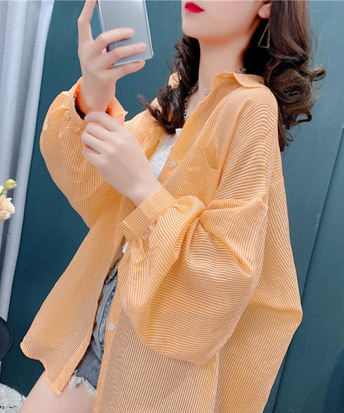 Airy Stripe Over Blouse