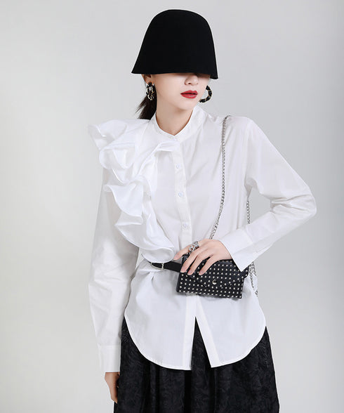 Glossy Dot Bow Blouse