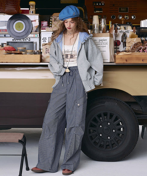 Frill Check Hoodie
