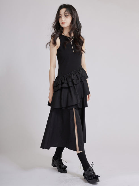 Frill Layered Combination Dress