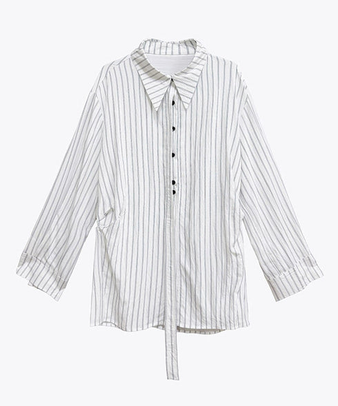 Pinstripe Belted Long Shirt