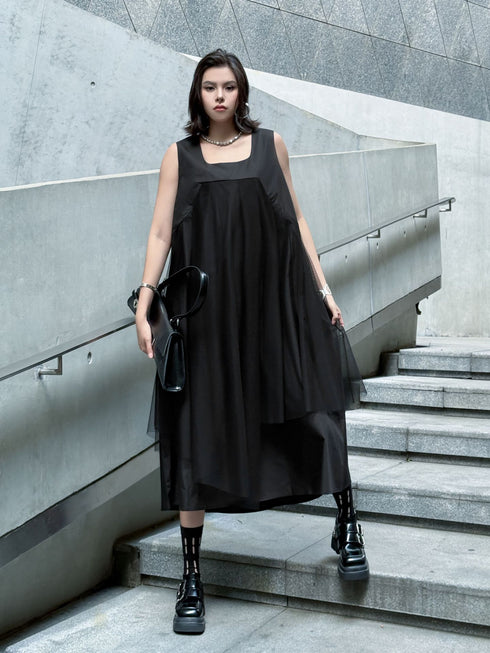 Layered Mesh Flare Dress