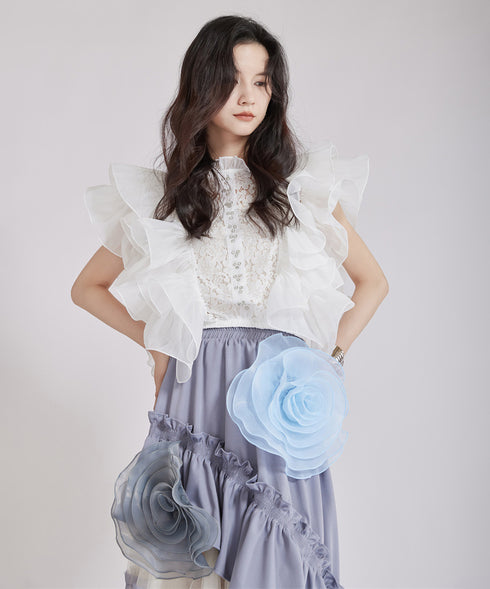 Floral Ruffle Lace Blouse