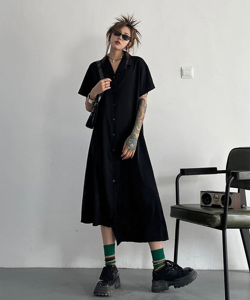 Dark Loose Shirt Dress