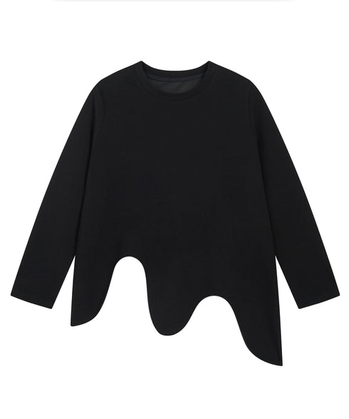Wave Hem Long Sleeve Top