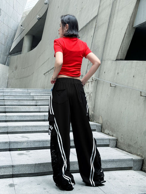 Hybrid Denim Lace Track Pants