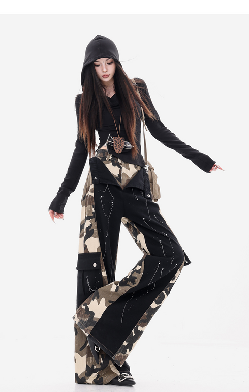 Camouflage Docking Wide Cargo Pants