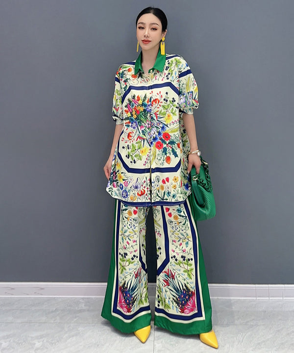 Floral Frame Blouse&Pants Co-ord