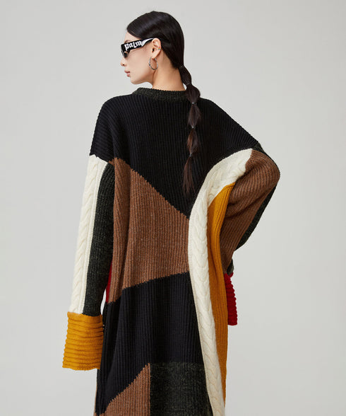 Patchwork Cable Knit Dress
