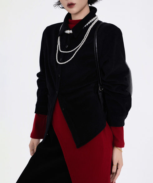 Corduroy Twist Front Blouse