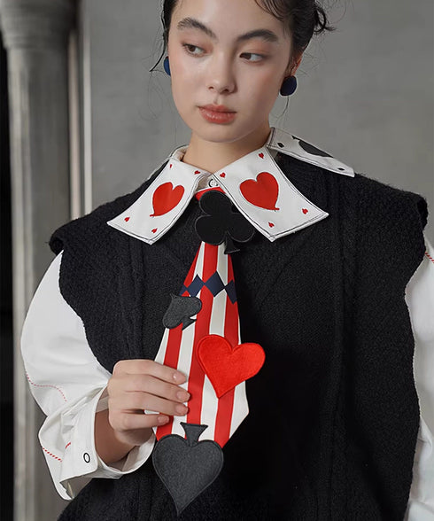 Card Stripe Applique Narrow Tie