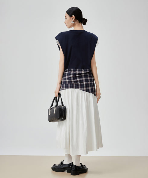 Layered Check Design Dress