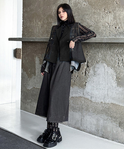 Layered Pinstripe Docking Vest