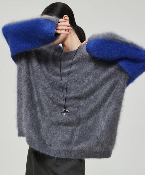 Soft Fuzzy Contrast Sleeve Top