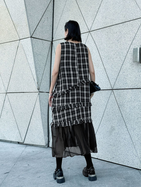 Layered Check Frill Dress