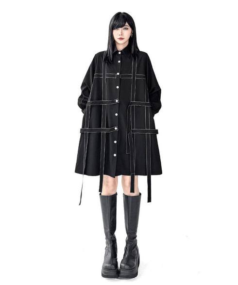 Line Strap Shirt Dress