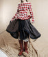 Gathered Patchwork Flare Skirt