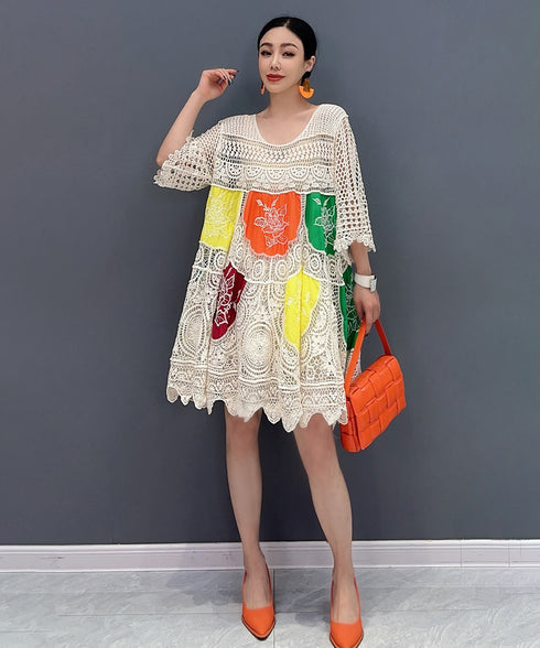 Crochet Flower Block Dress
