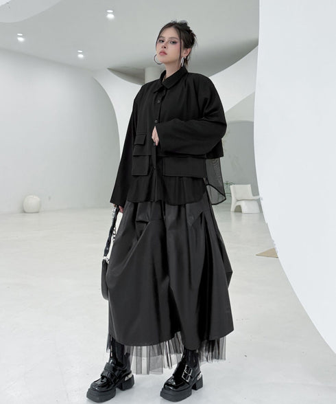 Layered Balloon Mesh Skirt