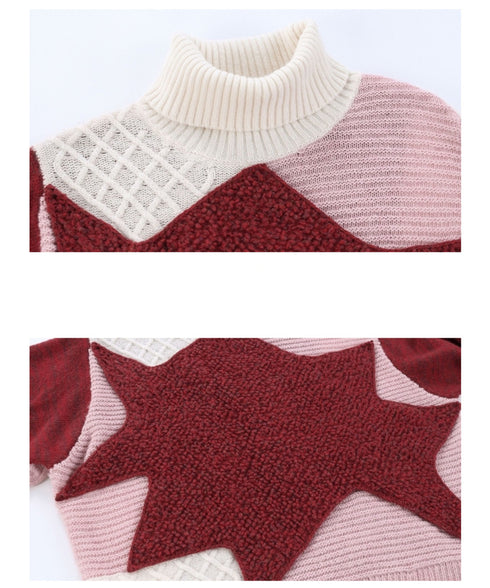 Patch Texture Mix Knit Sweater