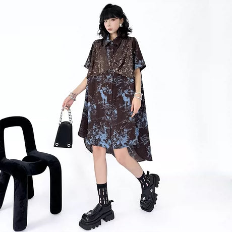 Forest Blur Blouse & Shorts Co-ord