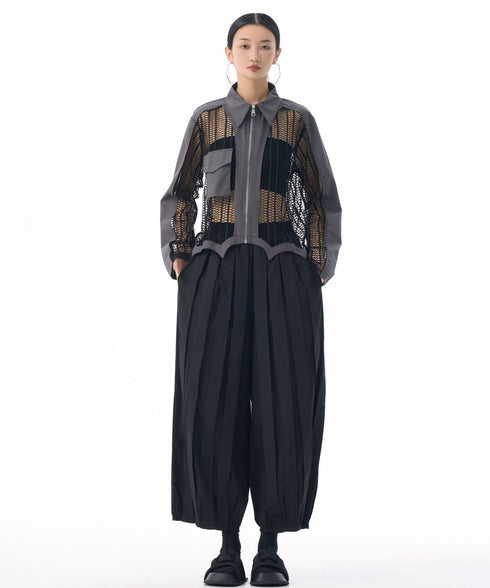 Mesh Zip Utility Blouse