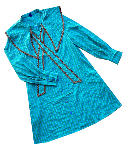 Check Sailor Tie Shirt Dress