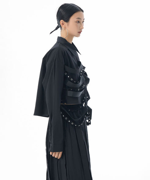 Strap Detail Structured Blouse