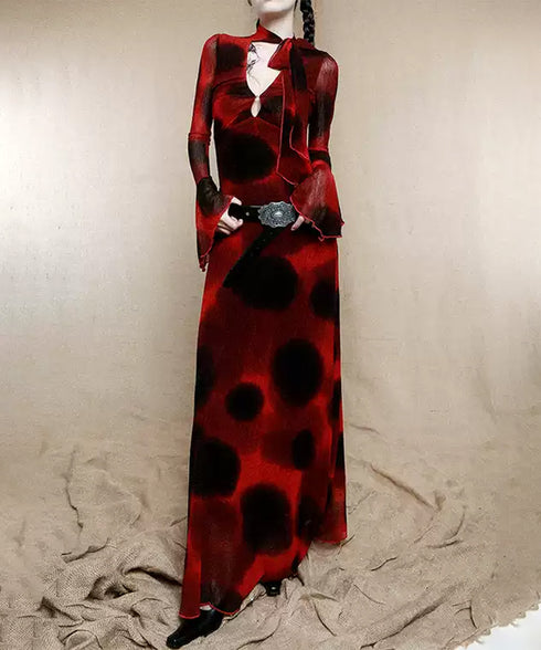 Marble Sheer Flare Dress