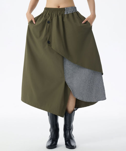 Layered Button Design Skirt